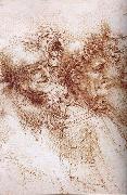 LEONARDO da Vinci Funf studies of grotesque faces oil on canvas